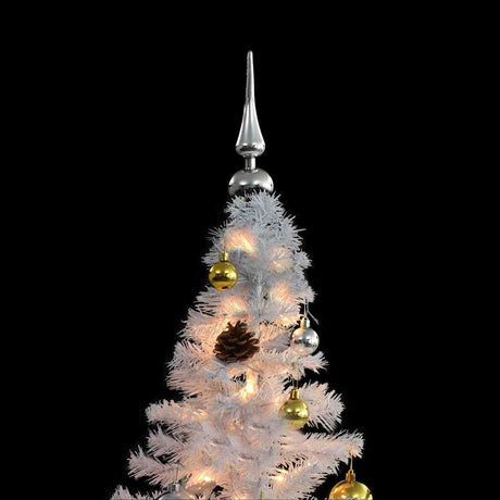 Vidaxl Kunstkerstboom z oświetleniem i kulkami świątecznymi 180 cm biały
