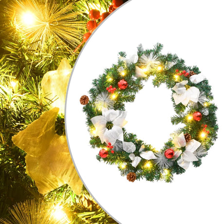 Vidaxl świąteczny wieniec z światłami LED 60 cm PVC zielony