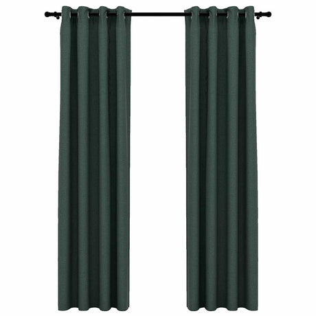 Zasłony vidaxl lniane wyglądanie o potępionych oczach 2 St 140x245 cm zielony