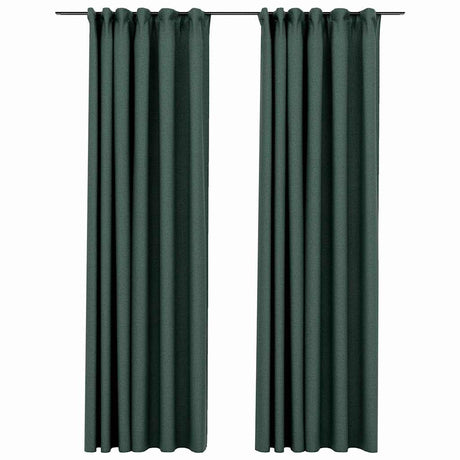 Zasłony vidaxl lniane lniane haczyki 2 ST 140x225 cm zielone