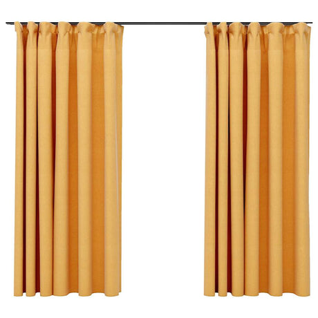 Zasłony vidaxl lniane haczyki zaciemniające 2 st 140x175 cm żółte