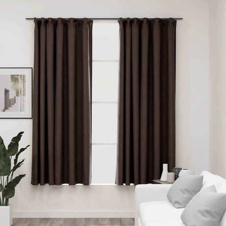Zasłony Vidaxx haczyki zaciemniające o wyglądzie lnu 2 szt. 140x175 cm taupe