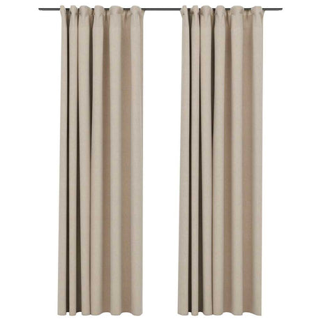 Vidaxl Curtains Linen Lookning Hooks 2 ST 140x245 cm Beige