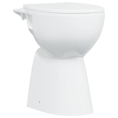 Toaleta bez kołnierza VidaXL o podwyższonej wysokości 7 cm, z miękkim domykaniem, ceramiczna biała