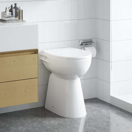 Toaleta bez kołnierza VidaXL o podwyższonej wysokości 7 cm, z miękkim domykaniem, ceramiczna biała