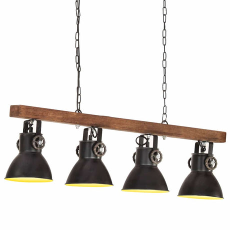 Lampa sufitowa przemysłowa VidaXL E27 drewno mango czarna