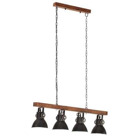 Lampa sufitowa przemysłowa VidaXL E27 drewno mango czarna