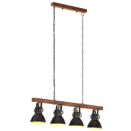 Lampa sufitowa przemysłowa VidaXL E27 drewno mango czarna