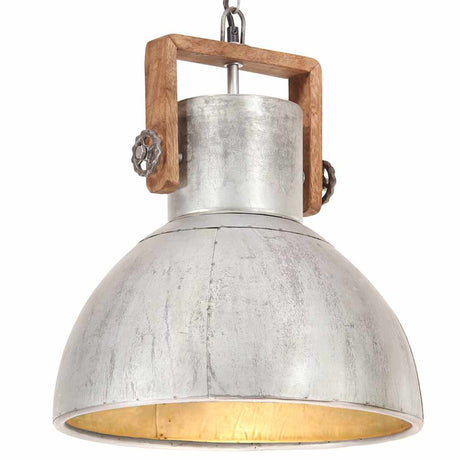VidaXL Lampa wisząca przemysłowa okrągła 25 W E27 40 cm w kolorze srebrnym