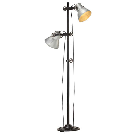 Lampa podłogowa Vidaxxl z 2 abażurami E27 z żeliwa w kolorze srebrnym