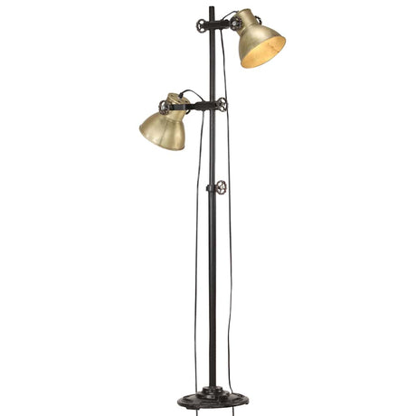 Lampa podłogowa VidaXL z 2 abażurami, żeliwo E27 w kolorze mosiądzu