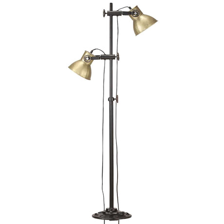 Lampa podłogowa VidaXL z 2 abażurami, żeliwo E27 w kolorze mosiądzu