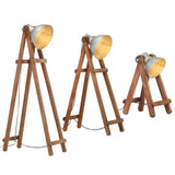 Vidaxl lampy podłogowe 3 St E27 solidne mango drewniane srebrne kolory