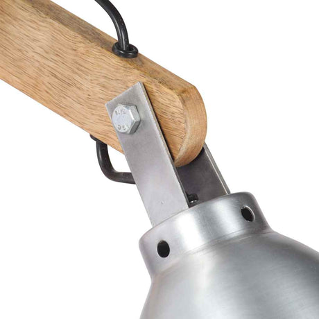 Lampa ścienna VidaXL E27 z litego drewna mango i żelaza w kolorze srebrnym