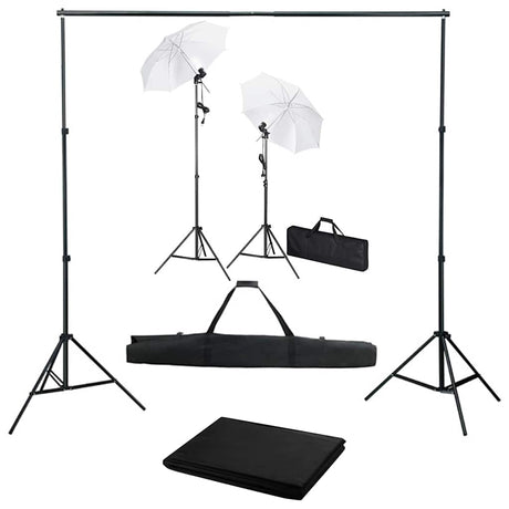Zestaw studia fotograficznego Vidaxl z tłem, lampami i parasolami