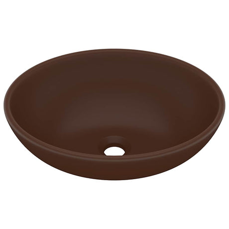 Vidaxl Washbasin Oval 40x33 cm ceramiczny matowy ciemnobrązowy