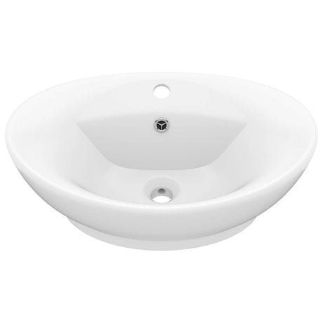 Vidaxl Washbasin z lądującym owalnym 58,5x39 cm ceramiczna mata biała