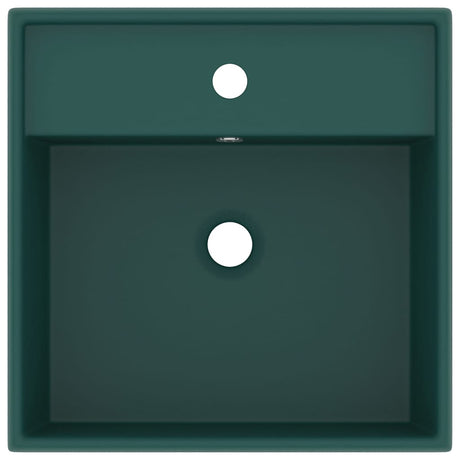 Vidaxl Washbasin z lądującym kwadratem 41x41 cm ceramiczny Matt Dark Green