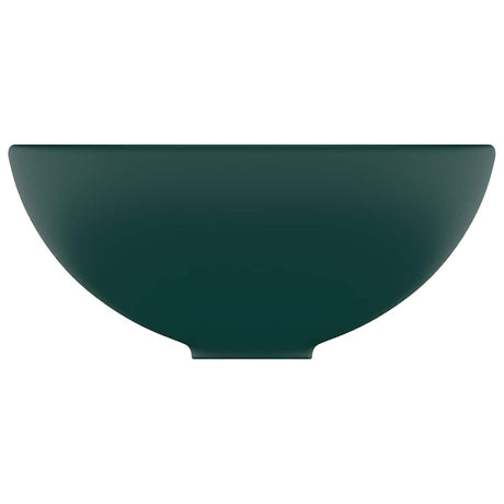 Vidaxl Washbasin Round 32.5x14 cm Ceramic Mat Dark Green