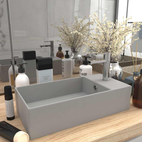 Vidaxl Washbasin z lądującym ceramicznym jasnoszary