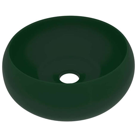 Vidaxl Washbasin Round 40x15 cm Ceramic Mat Dark Green