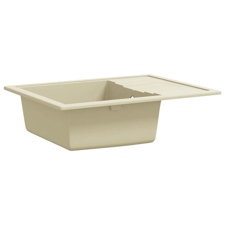 Zlew vidaxl z przepełnieniem Oval Granite Beige