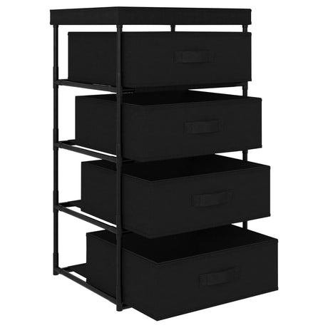 Vidaxl opbergrek met 4 stoffen manden staal zwart