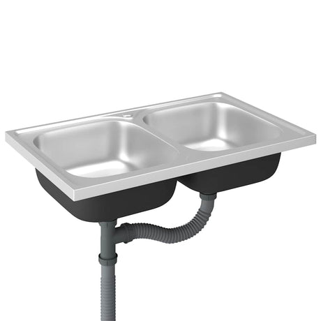 Zlewozmywak Vidaxx podwójny zlewozmywak 800x500x155 mm stal nierdzewna srebrny