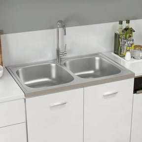 Zlewozmywak Vidaxx podwójny zlewozmywak 800x500x155 mm stal nierdzewna srebrny