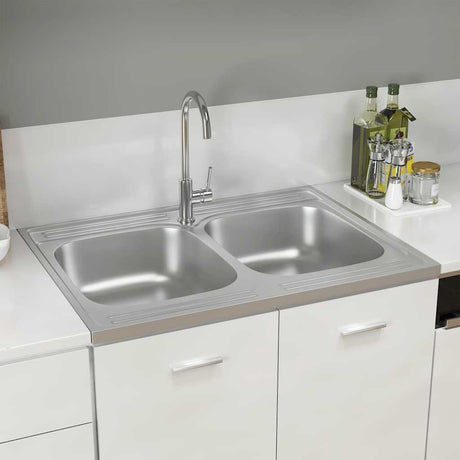 Zlew Vidaxx z podwójną komorą 800x600x155 mm stal nierdzewna srebrny