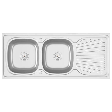 Zlew Vidaxx podwójna komora 1200x600x155 mm stal nierdzewna srebrny