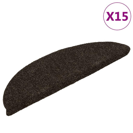Maty schodów vidaxl Self -adhezyjne 15 sztuk 56x17x3 cm ciemnobrązowa półkula