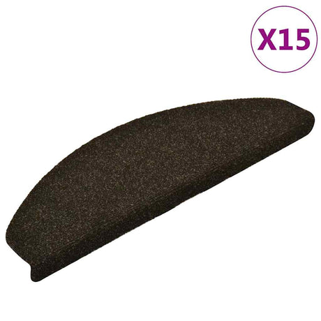 Vidaxl Schody Maty Self -adhezyjne 15 sztuk 65x21x4 cm ciemnobrązowe półroczki duże