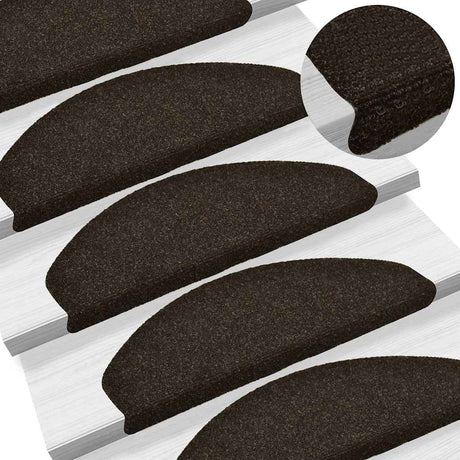 Vidaxl Schody Maty Self -adhezyjne 15 sztuk 65x21x4 cm ciemnobrązowe półroczki duże