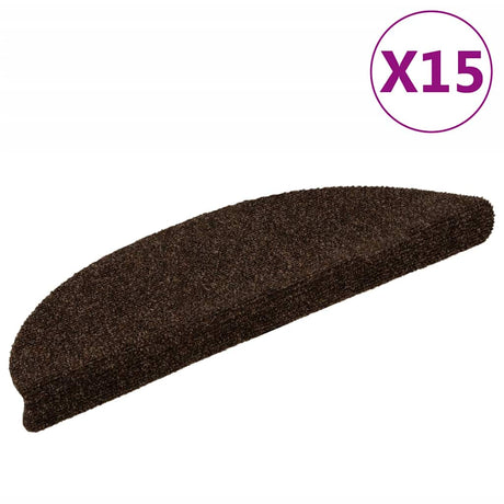 Vidaxl Schody Maty Self -adhezyjne 15 sztuk 56x17x3 cm brązowe półroczki
