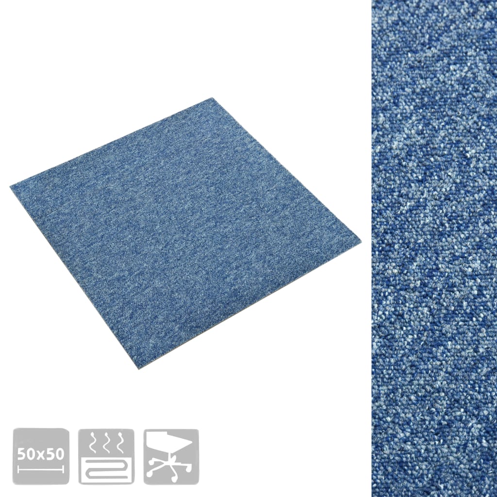 Vidaxl dywanowe płytki 20 st 5 m² 50x50 cm niebieski
