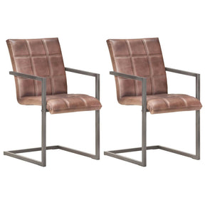 Vidaxl eetkamerstoelen 2 st echt leer verweerd bruin