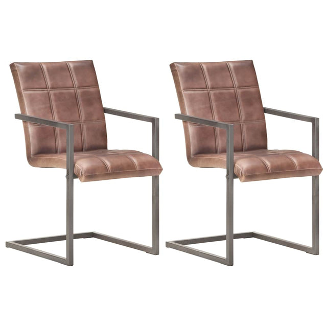 Vidaxl eetkamerstoelen 2 st echt leer verweerd bruin