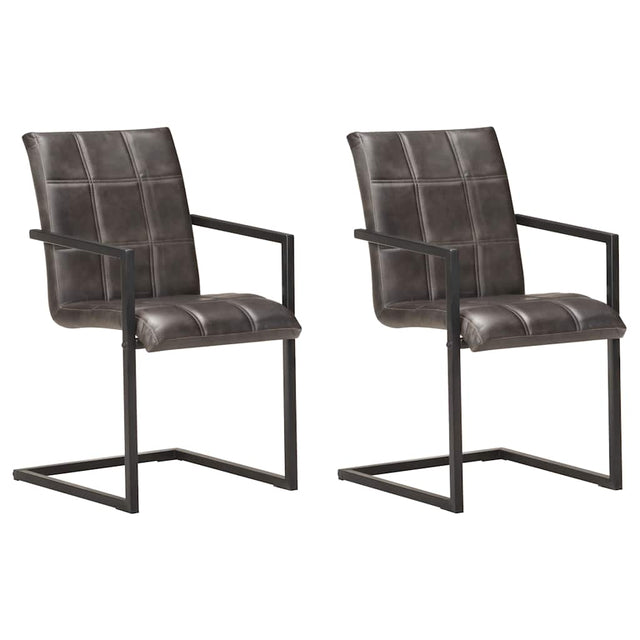 Vidaxl eetkamerstoelen 2 st echt leer grijs