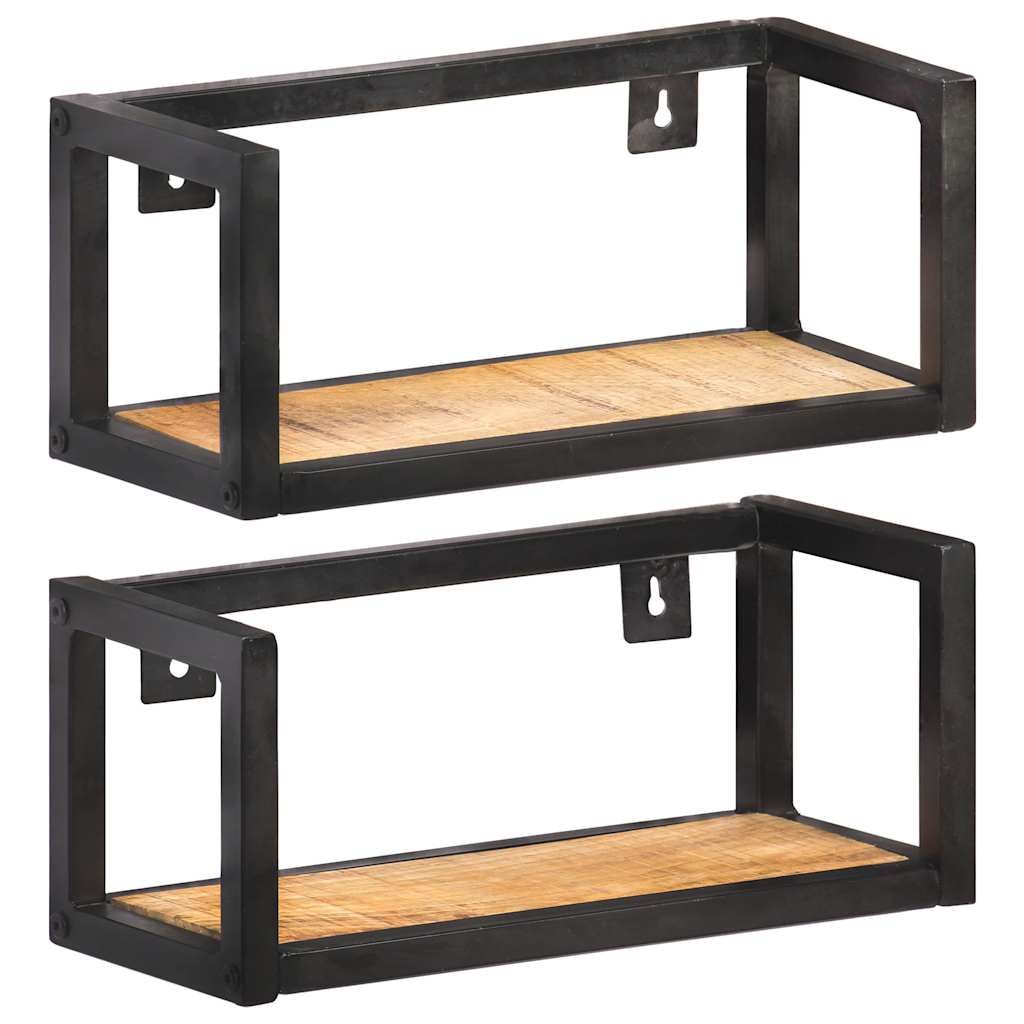 Vidaxl wandschappen 2 st 40 cm ruw mangohout