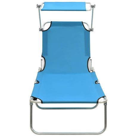 Vidaxl ligbed met luifel inklapbaar staal turquoise en blauw