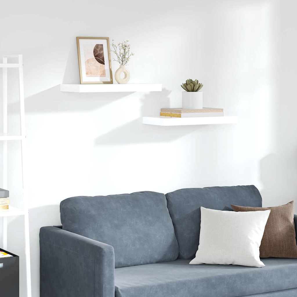 Vidaxl wandschappen zwevend 2 st 50x23,5x3,8 cm mdf hoogglans wit