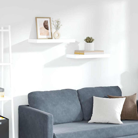 Vidaxl wandschappen zwevend 2 st 50x23,5x3,8 cm mdf hoogglans wit