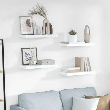 Vidaxl wandschappen zwevend 4 st 50x23,5x3,8 cm mdf hoogglans wit