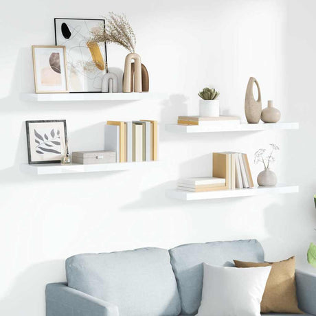 Vidaxl wandschappen zwevend 4 st 90x23,5x3,8 cm mdf hoogglans wit