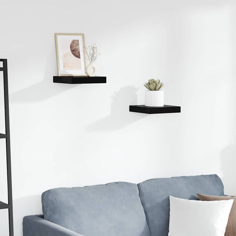 Vidaxl wandschappen zwevend 2 st 23x23,5x3,8 cm mdf hoogglans zwart