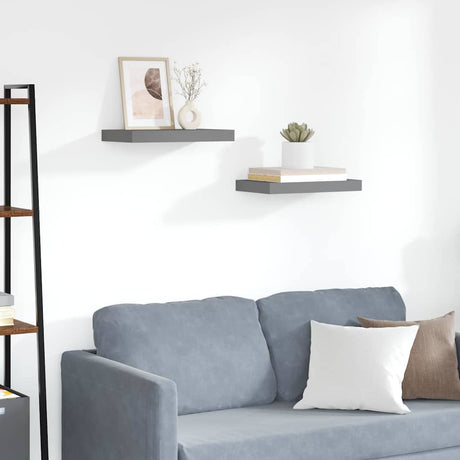 Vidaxl wandschappen zwevend 2 st 40x23,5x3,8 cm mdf hoogglans grijs