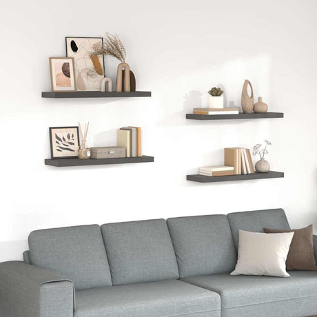 Vidaxl wandschappen zwevend 4 st 80x23,5x3,8 cm mdf hoogglans grijs
