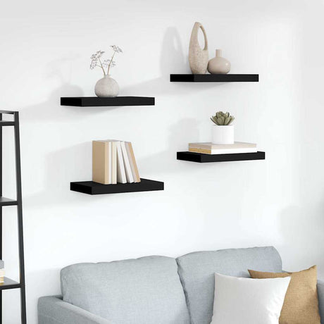 Vidaxl wandschappen zwevend 4 st 40x23,5x3,8 cm mdf zwart