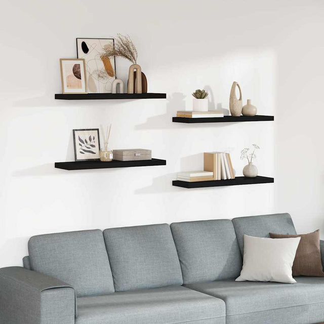 Vidaxl wandschappen zwevend 4 st 80x23,5x3,8 cm mdf zwart